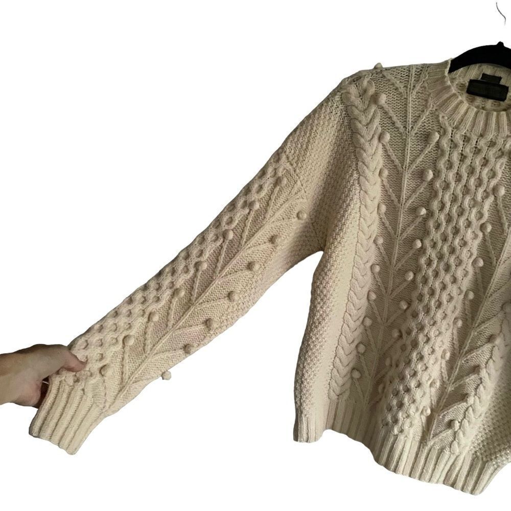 Vintage Hand Knit Wool Sweater Cream L - Picture 6 of 7